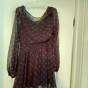 Free People Purple Mini Dress with Sleeves